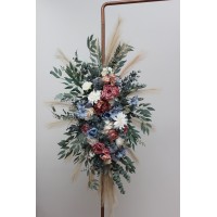 Flower arch arrangement in ivory, dusty blue and dusty rose colors.  Arbor flowers. Floral archway. Faux flowers for wedding arch or sweetheart table. 5397