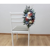 Aisle flowers in ivory, dusty blue and dusty rose color scheme. Chair flowers. Flowers for wedding decor. 5397