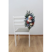 Aisle flowers in ivory, dusty blue and dusty rose color scheme. Chair flowers. Flowers for wedding decor. 5397