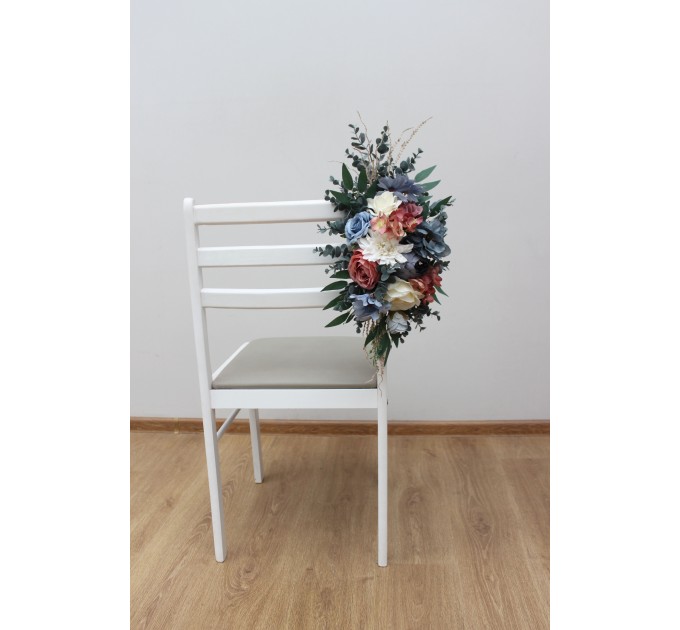 Aisle Flowers in Ivory, Dusty Blue & Dusty Rose | Chair & Marker Flowers for Wedding Decor