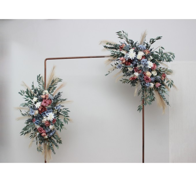 Flower Arch Arrangement in Ivory, Dusty Blue & Dusty Rose | Faux Arbor Flowers for Wedding Arch & Sweetheart Table