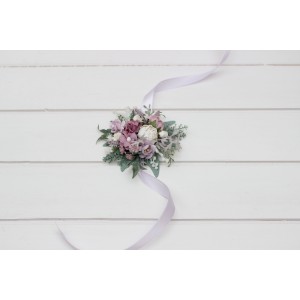Wrist corsage  in lavender, lilac, and white  color scheme. Flower accessories for  wedding or prom. Mother bracelet. 5292