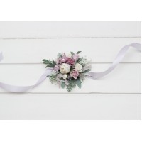 Wrist corsage  in lavender, lilac, and white  color scheme. Flower accessories for  wedding or prom. Mother bracelet. 5292