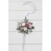 Wrist corsage  in lavender, lilac, and white  color scheme. Flower accessories for  wedding or prom. Mother bracelet. 5292