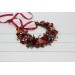 Rust, Burgundy & Blue Flower Crown | Faux Hair Wreath with Baby's Breath for Flower Girls