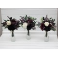 Simple Wedding Table Flowers in Purple, Black, Ivory & Green | Mini Faux Bouquets for Vases