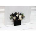 Pocket Boutonniere in Black, Ivory & Gold | Faux Flower Accessories & Pocket Square Flowers