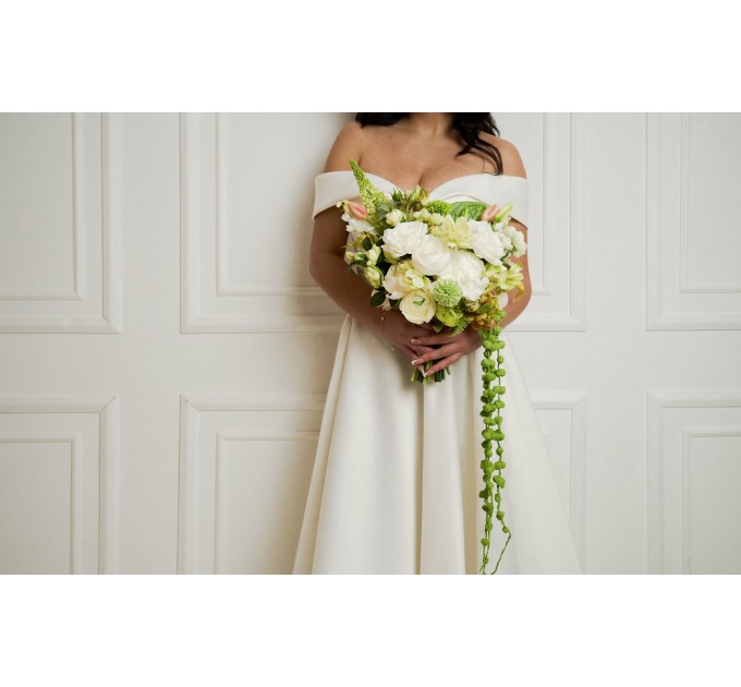 Green and White Summer Bridal Bouquet – Faux Wedding Flowers