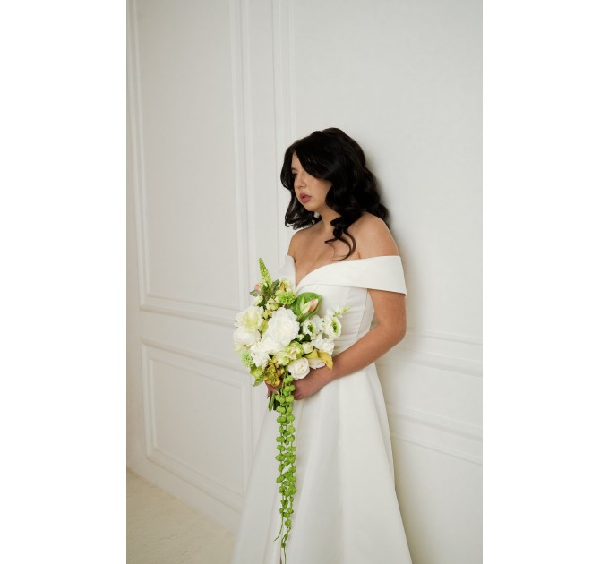 Green and White Summer Bridal Bouquet – Faux Wedding Flowers