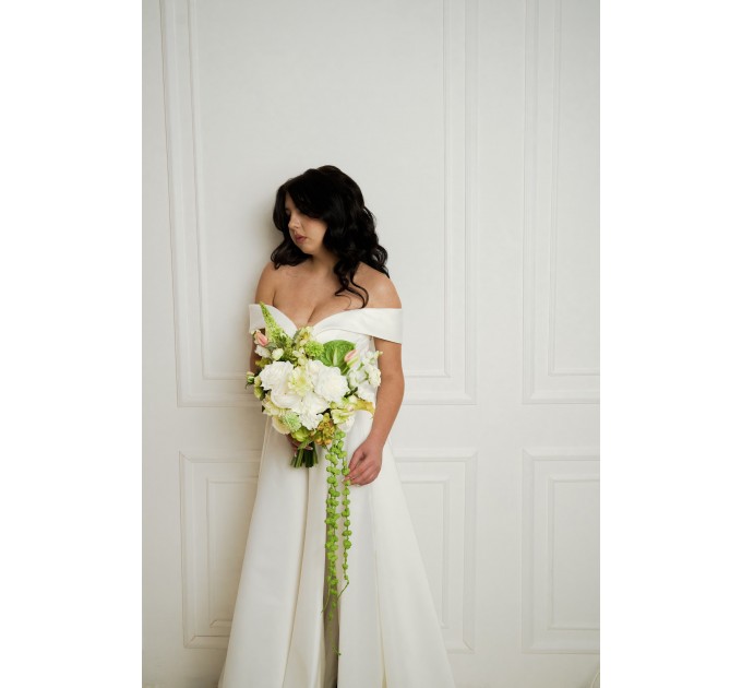 Green and White Summer Bridal Bouquet – Faux Wedding Flowers