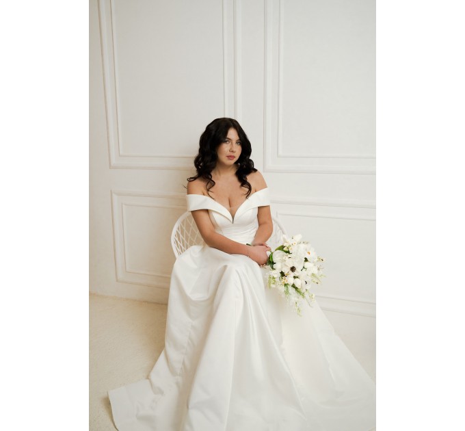 White Bridal Bouquet with Anemones, Tulips & Daisies | Faux Wildflowers