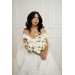 White Bridal Bouquet with Anemones, Tulips & Daisies | Faux Wildflowers