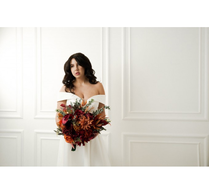 Wedding Bouquets in Rust, Burgundy, Cinnamon & Orange | Cascading Bridal & Bridesmaid Bouquets
