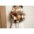 Wedding bouquets in rust burgundy ivory colors. Bridal bouquet. Faux bouquet. Bridesmaid bouquet. 0007