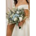 Wedding Bouquets in Dusty Blue & White | Faux Bridal & Bridesmaid Bouquets