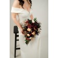 Burgundy, Black, Gold, and Ivory Wedding Bouquets – Bridal and Cascading Faux Bouquets