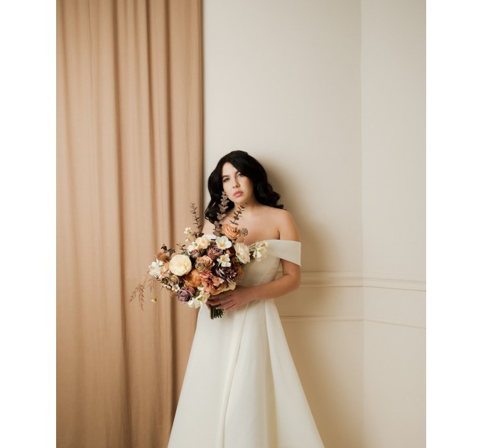 Mocha Mousse Cream Bridal Bouquet – Elegant Faux Flowers for Weddings