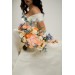 Colorful Faux Bridal Bouquet – Peach, Dusty Blue, Ivory & Orange Bridesmaid Bouquet