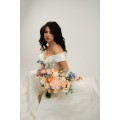 Colorful Faux Bridal Bouquet – Peach, Dusty Blue, Ivory & Orange Bridesmaid Bouquet
