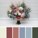 Ivory, Dusty Blue & Dusty Rose Bridal & Bridesmaid Bouquets with Pampas Grass | Boho Faux Wedding Flowers