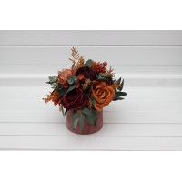 Burgundy dusty rose terracotta rust centerpiece. Table decor. Wedding flowers in box. 5294