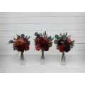 Simple Wedding Table Flowers in Burgundy, Dusty Rose, Terracotta & Rust | Mini Faux Bouquets for Vases
