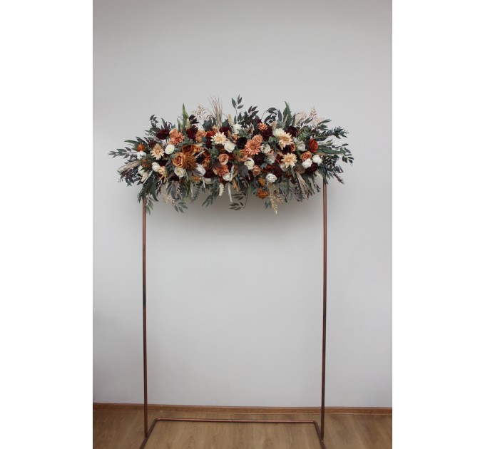 Flower Arch Arrangement in Rust, Burgundy & Ivory | Faux Arbor Flowers for Wedding Archway