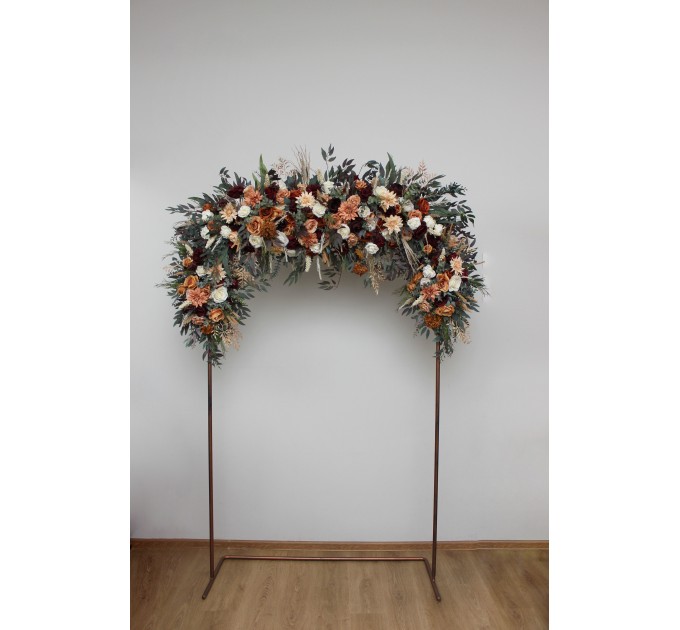 Flower Arch Arrangement in Rust, Burgundy & Ivory | Faux Arbor Flowers for Wedding Archway