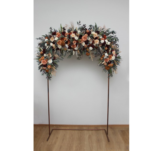 Flower Arch Arrangement in Rust, Burgundy & Ivory | Faux Arbor Flowers for Wedding Archway