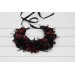 Black & Burgundy Flower Crown | Faux Hair Wreath for Weddings & Halloween | Flower Girl Crown