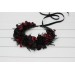 Black & Burgundy Flower Crown | Faux Hair Wreath for Weddings & Halloween | Flower Girl Crown