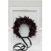 Black & Burgundy Flower Crown | Faux Hair Wreath for Weddings & Halloween | Flower Girl Crown