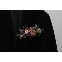 Pocket boutonnieres in mauve purple beige and white color scheme. Flower accessories. Pocket flowers. Square flowers. 5180
