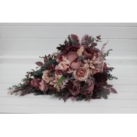 Bridal cascade bouquet in mauve purple beige colors. Wedding faux flowers. Bridesmaid bouquet. 5180