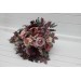 Bridal Cascade Bouquet in Mauve, Purple & Beige | Faux Wedding Flowers for Bridesmaid Bouquet