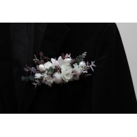 Pocket boutonnieres in mauve purple beige and white color scheme. Flower accessories. Pocket flowers. Square flowers. 5180