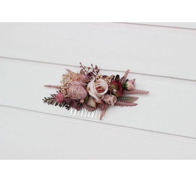 Flower Comb in Beige, Brown, Mocha Mousse & Burgundy | Bridal & Bridesmaid Hair Accessories
