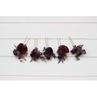  Set of  5 hair pins in purple burgundy gold color scheme. Flower hair pins. Hair accessories. Flower accessories for wedding.  Bridesmaid gift.  5223