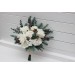 Winter Wedding Bouquets with Pine Branches in White | Faux Bridal & Bridesmaid Bouquets