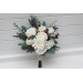 Winter Wedding Bouquets with Pine Branches in White | Faux Bridal & Bridesmaid Bouquets