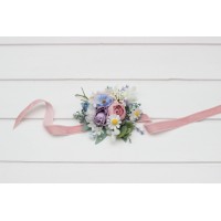  Wedding boutonnieres and wrist corsage  in lilac ivory blush pink color scheme. Flower accessories. 5248