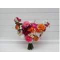 Orange, Magenta & Pink Bridal & Bridesmaid Bouquets | Wildflowers & Faux Dahlia Daisy Wedding Bouquets