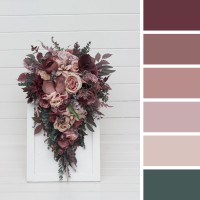 Bridal cascade bouquet in mauve purple beige colors. Wedding faux flowers. Bridesmaid bouquet. 5180