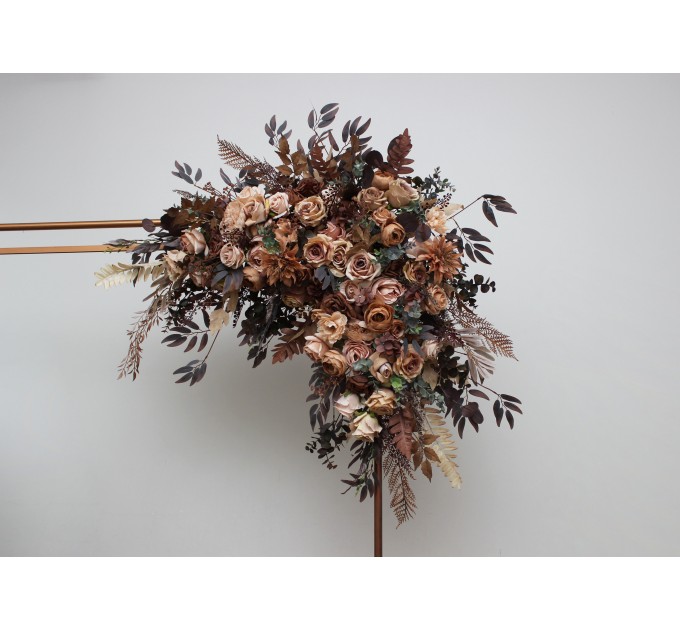 Cinnamon, Terracotta & Beige Arch Flowers for Fall Wedding | Faux Floral Arch Arrangement