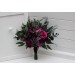 Purple, Magenta, Black & Green Cascading Bridal Bouquet | Faux Wedding & Bridesmaid Bouquets