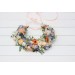 Peach, Orange, Dusty Blue, Ivory & Lilac Flower Crown | Wildflowers Hair Wreath