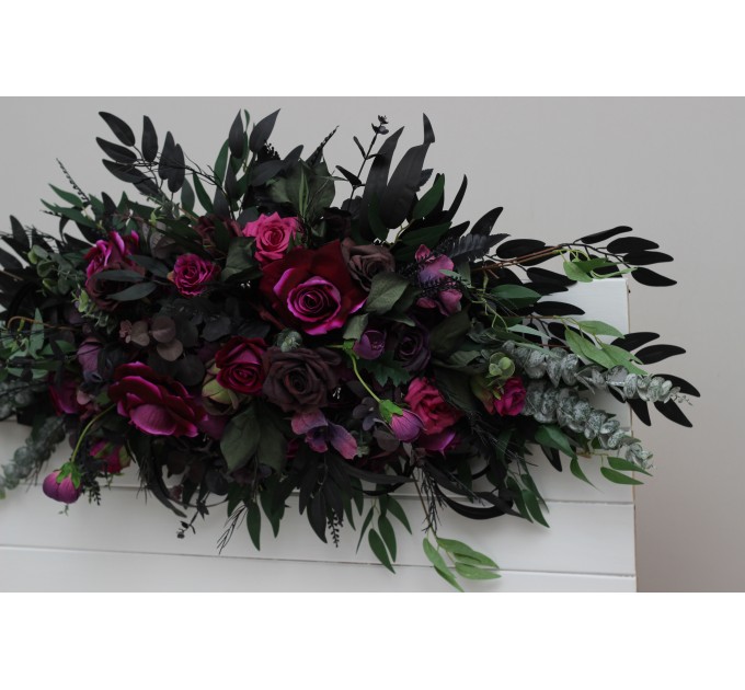 Purple, Black, Magenta & Green Floral Arrangement for Halloween or Gothic Wedding | Archway Decor