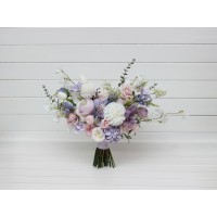 Lilac white blush pink bridal bouquet . Wedding faux flowers. Pastel wildflower wedding bouquet .5398
