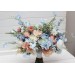 Peach, White & Dusty Blue Wildflower Bridal Bouquet | Faux Summer Wedding Flowers