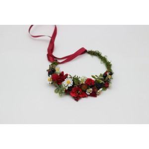 Flower crown with poppies daisies and berries. Woodland hair wreath. Flower girl crown. 5405